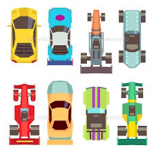 Sport Race Cars Top View Flat Vector Icons Car Top View Vector Icons Car Icons