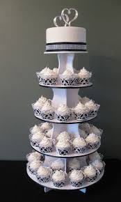 Black And Silver Wedding Cake Ideas Cupcake Wedding Cake Wedding Cakes With Cupcakes Silver Wedding Cake Wedding Cupcakes