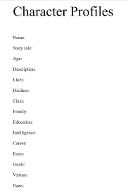 Simple Character Profile Sheet Simple Character Character Profile Character Sheet Writing
