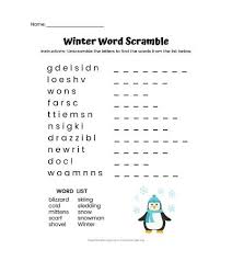 Draw a circle around each word you see! Winter Word Scramble Free Printable With Answer Key