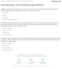 Quiz Worksheet Non Probability Sampling Methods Study Com