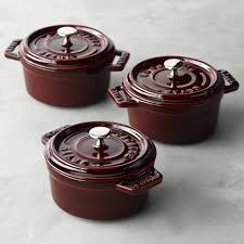 Staub Enameled Cast Iron Mini Round Cocotte Set 1 4 Qt In 2020 Staub Cast Iron Cookware And Bakeware