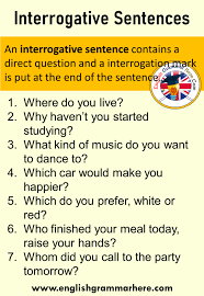 An imperative sentence gives a command. 5 Example Of Interrogative Sentence In English English Grammar Here