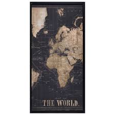 2 ( planisfero ) map of the world: Cornice Nera Trittico Mappa Del Mondo 180x120 Cm Explore Maisons Du Monde