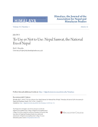 Pdf To Use Or Not To Use Nepal Samvat The National Era Of Nepal