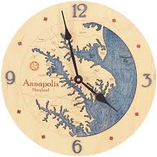 Annapolis Wood Clock Wood Chart Wood Map Art Maryland Laser
