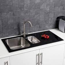 Create a bright cooking space with these ideas for a white kitchen design. Sauber 1 5 Bowl Kitchen Sink With White Glass Drainer