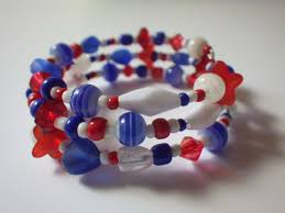 Bracelet Bleu Blanc Rouge 3 Rangs 100 Fait Main Par Dame Coquette Bleu Blanc Rouge Bijoux Bebe Bleu