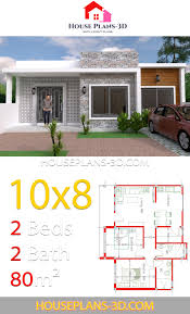 House Design 10x8 With 2 Bedrooms House Plans 3d House Plans House Plan Gallery Small House Design Plans