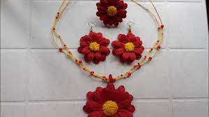 the most and attractive beautiful aster flower jewellery set.made by jute.  jute jewellery craft - YouTube