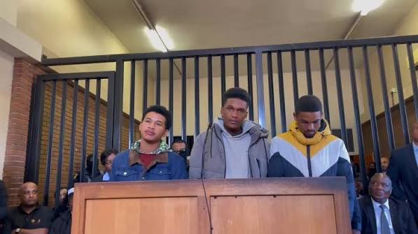 Four men accused in the shooting deaths of two women and two police officers in Reiger Park appeared in the Boksburg Magistrate's Court — Reagan Cheslin Collis, 23, Jamal Meyer, 24, Elvino