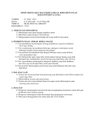 Format (boleh copy / edit). Minit Mesyuarat Kali Kedua Belas Biro Kewangan
