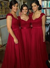 A Line Scoop Cap Sleeves Dark Red Bridesmaid Dress With Sash Appliques Dark Red Bridesmaid Dresses Cheap Bridesmaid Dresses Red Wedding Dresses