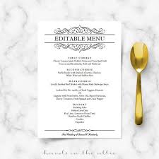 Elegant Wedding Menu Template Editable Wedding Menu Card Etsy Elegant Wedding Menu Menu Template Wedding Menu Template
