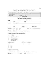 Mental Health Study Chart Audit Form 259 Prostate Cancer