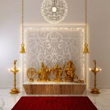 Gold White And Plenty Of Lights Define This Pooja Room Pooja Rooms Pooja Room Design Pooja Room Door Design