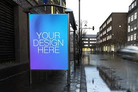 Billboard At Bus Stop Mockup In 2020 Bus Stop Billboard Mockup