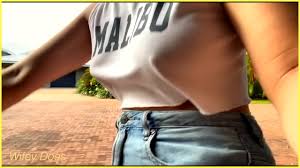 Braless outdoor exhibitionist adventures