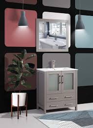 Modern bathroom vanities stand out in the most interesting and simple ways. Vanity Art 30 Inch Single Sink Modern Bathroom Vanity Compact Set 1 Shelf 2 Drawers Ceramic Top Bathroom Cabinet With Free Mirror Va3030 G Buy Online In Grenada At Grenada Desertcart Com Productid 180085112