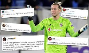 Anfang juni verbrachten sophia thomalla und loris karius noch gemeinsam zeit auf mykonos. Loris Karius Makes Another Blunder By Tripping Over His Own Defender To Gift A Goal Daily Mail Online