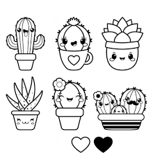 Malvorlagen mit niedlichen kaktus zeichnungkinderspiel. Kawaii Ausmalbilder Drucken Sie Ungewohnliche Zeichen