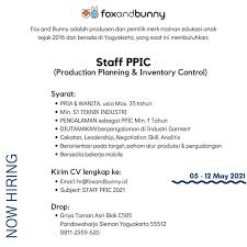 Syarat umum menjadi manajer pabrik. Lowongan Kerja Staff Ppic Production Planning Inventory Control Di Fox And Bunny Lokerjogja Id