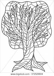 Tree Coloring Book Vector Photo Free Trial Bigstock