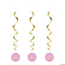 Pink Hearts Baby Shower Hanging Swirl Decorations 3 Pc Oriental Trading