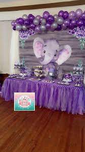 Elephant Babyshower Girl Baby Shower Decorations Peanut Baby Shower Baby Shower Purple