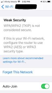 If a friend comes over with an iphone running ios 11. Why Does It Say Weak Security Under My Wi Apple Community