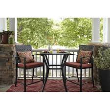 Shop darlee charleston 9 piece antique bronze aluminum patio dining … Garden Treasures Lunburg 3 Piece Black Metal Frame Wicker Patio Set With Red Solartex Cushions In The Patio Dining Sets Department At Lowes Com
