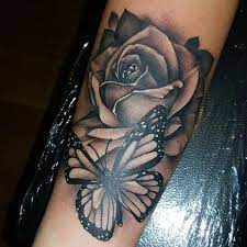 Sleeve Tattoos For Women In 2020 Rose And Butterfly Tattoo Rose Tattoos For Women Rose Tattoo Forearm