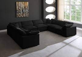 Plush 8a Black Sectional Sofa 602black Sec8a Meridian Furniture Modular Sectionals Sectional Sofa Grey Sectional Sofa Modular Sectional