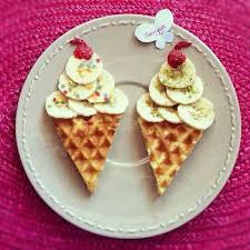 Fun Food Ideas Waffle And Banana Ice Cream Cones Breakfast For Kids Baby Food Recipes Food
