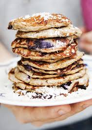 Flour Free Banana Blueberry Pancakes Nourriture Recette Dessert Petit Dejeuner Crepes