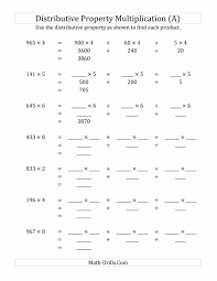 Distributive Property Worksheet Answers Awesome Multiply 3 Digit By In 2020 Distributive Property Of Multiplication Distributive Property Properties Of Multiplication