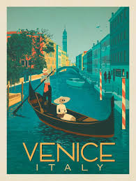 Anderson Design Group World Travel Italy Venice Gondola Ride Illustration De Voyage Affiches De Voyage Retro Affiche De Voyage Vintage