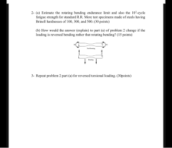 Solved 2 A Estimate The Rotating Bending Endurance Lim Chegg Com