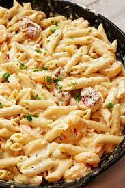 Creamy Mozzarella Shrimp Pasta Modernmealmakeover Com Recipe Beef Recipes Pasta Dishes Pasta Recipes