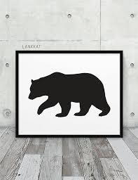 Bear Printable Black White Bear Silhouette Woodland Animal Print Rustic Wall Art Nursery Home Office D Bear Wall Art Woodland Animal Prints Bear Silhouette