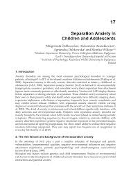 Pdf Separation Anxiety In Children And Adolescents