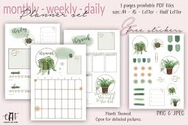 printable planner plus free stickers plants planner pdf 556989 planner templates design bundles