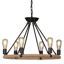 Shop Rustic Style Rope Metal Round Chandelier Overstock 26565711