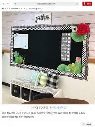 Black And White Bulletin Board Ideas Black White And Green Classroom Decor Middle Classroom Makeover Classroom Decor
