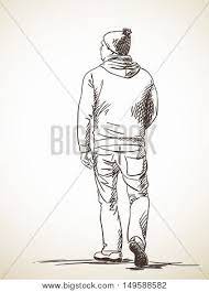 More images for how to draw the back of a person walking » Sketch Man Walking Vector Photo Free Trial Bigstock