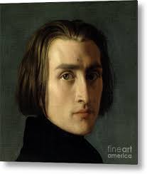 Portrait Of Franz Liszt, Hungarian Composer And Pianist Metal Print by  Henri Lehmann