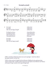 Kinderlied Noten Text Es Tropft Kita Projekt Kinder Lied Kinderlieder Kindergarten Lieder