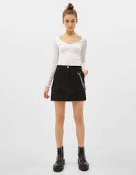 Bershka Black Cargo Pants With Chain Cargo Skirt With Chain Skirts Bershka United Kingdom Cargo Skirt Skirts Fashion News