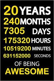 Calculation of hours worked over a period of 12 months. Amazon Com 20 Years 240 Months 7305 Days 175320 Hours 10519200 Minutes 631152000 Seconds Of Being Awesome Happy 20th Birthday 20 Years Old Gift Ideas For Boys Birthday Notebook Funny Card Alternative 9798563440265 Publishing M Jim Books