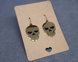 Skull Earrings, Hypoallergenic Ear Wires, Gold Stainless 14k Gold Plated  Earrings, Gothic Earrings, Gothic Jewellery